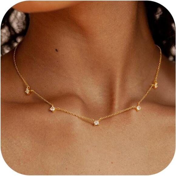 Cubic Zirconia Necklace | Dainty Pendant with Sparkling Charm - Picture 1 of 5